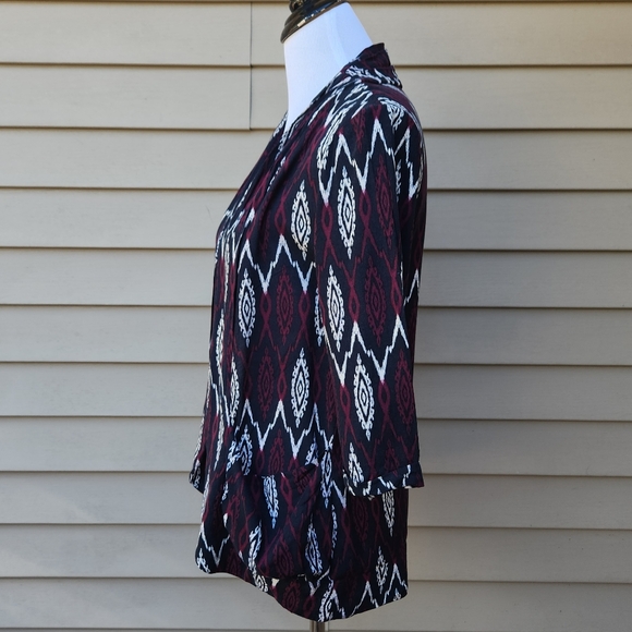 Forever 21 Dark Blue Multicolor Print Blazer 3/4 Sleeves Pockets Lightweight - Picture 8 of 12